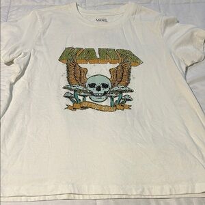 Vans White Tee with Skull and Wings Graphic